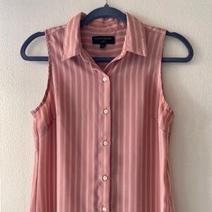 Banana Republic Rose Striped Button Down Sleeveless Shirt